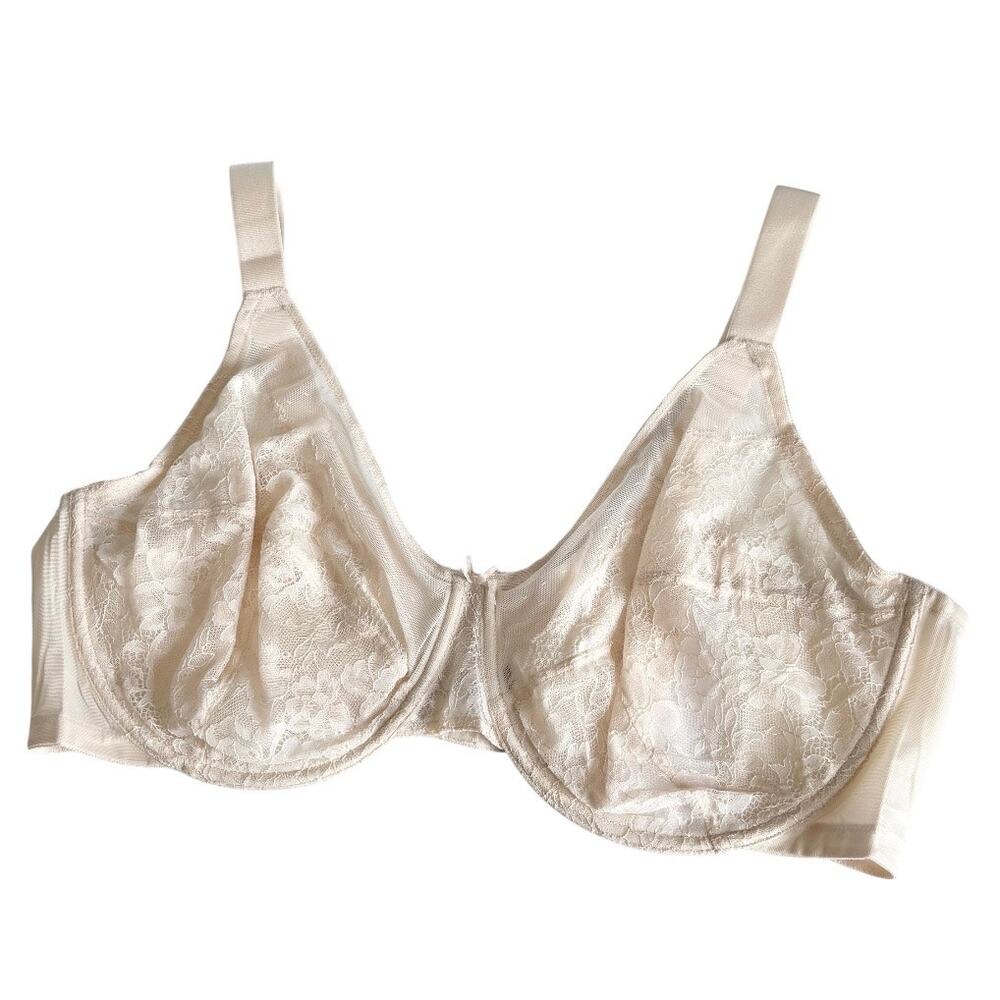 HSIA Enchante Cream Lace Soft Mesh Underwire Bra Women's Size 44DD NWT Lingerie